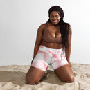 "Experience Comfort and Style with Burkesgarb Pink Clouded Yoga Shorts - Move Freely and Feel Confident!"