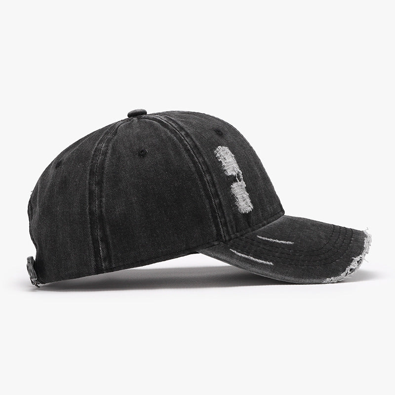 Distressed Adjustable Cotton Baseball Cap at BurkesGarb | One-Piece Design