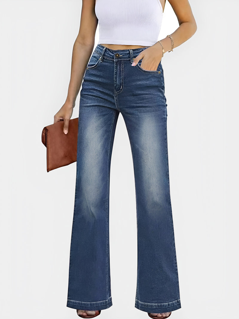 High Waist Bootcut Jeans with Pockets - Stylish & Comfortable | Burkesgarb