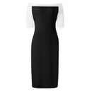 "Elevate Your Style with Burkesgarb Women's Off The Shoulder Office Lady Dress - The Perfect Blend of Elegance and Professionalism!"