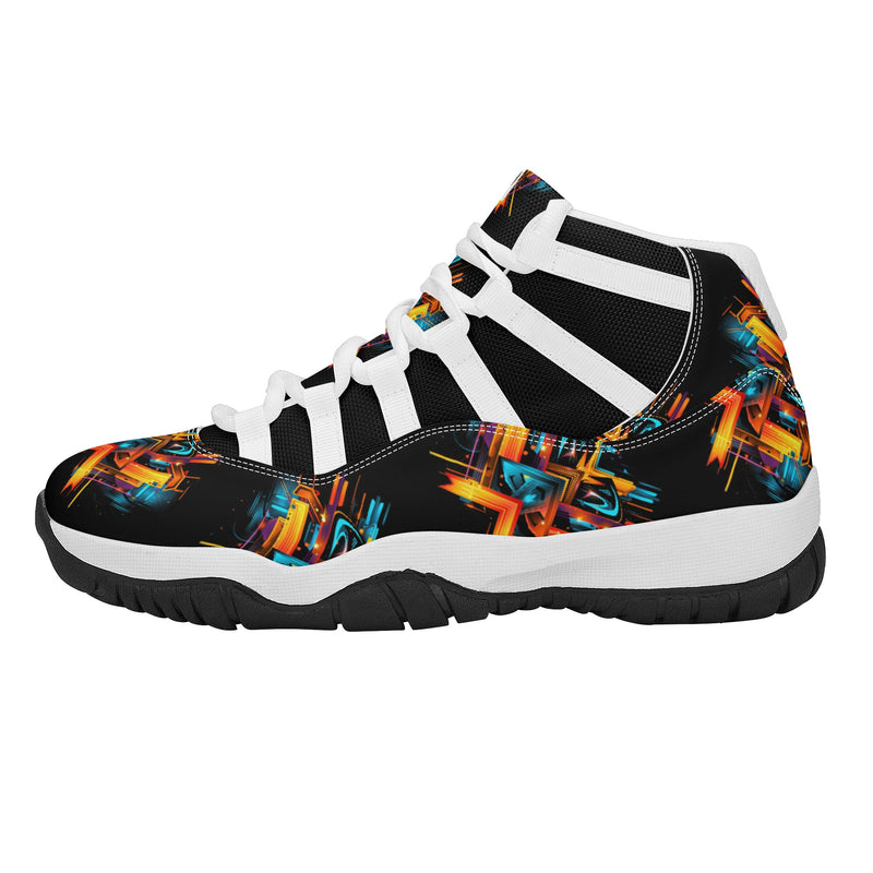 "Experience the Ultimate Style and Performance with Burkesgarb 'Paradise Lines' Men's Upgraded High Top Retro Basketball Sneakers"