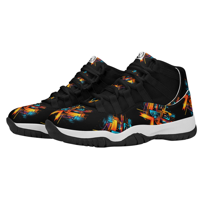 "Experience the Ultimate Style and Performance with Burkesgarb 'Paradise Lines' Men's Upgraded High Top Retro Basketball Sneakers"