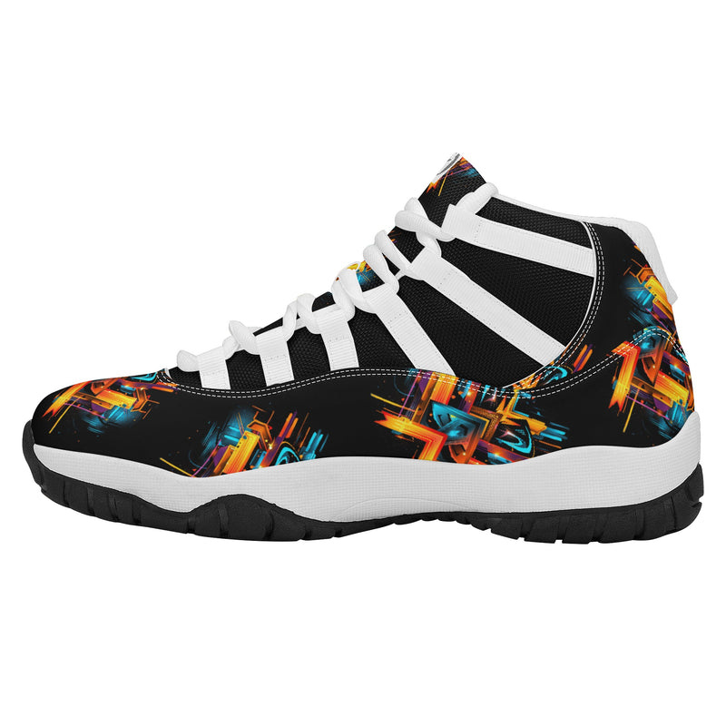 "Experience the Ultimate Style and Performance with Burkesgarb 'Paradise Lines' Men's Upgraded High Top Retro Basketball Sneakers"