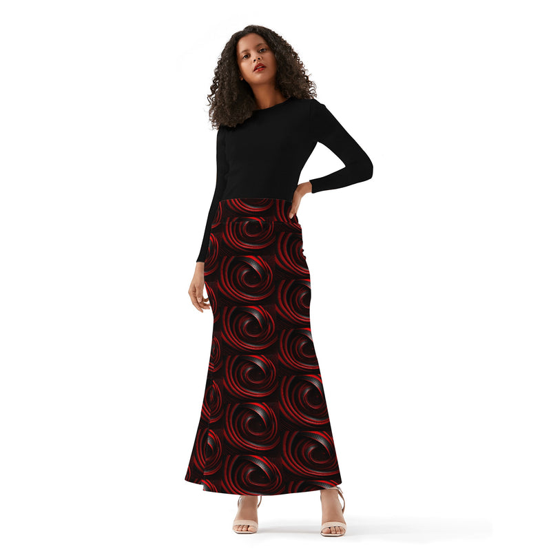 Stand Out in Style with Burkesgarb Red Line Womens Full Length Skirt