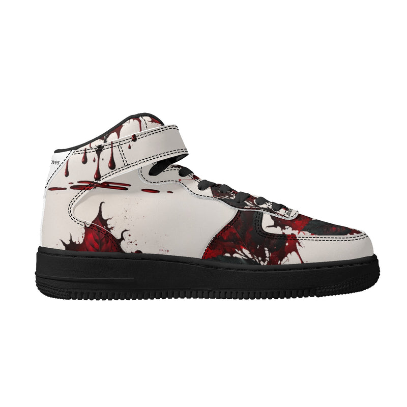 Burkesgarb Blood on the Leaves Mens High Top Leather Sneaker - Bold and Edgy Footwear