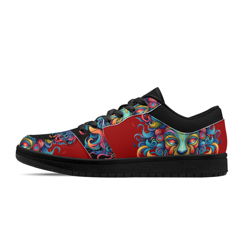 Stand Out with Burkesgarb Polychromatic Mens Low Top Leather Sneakers - Bold and Stylish