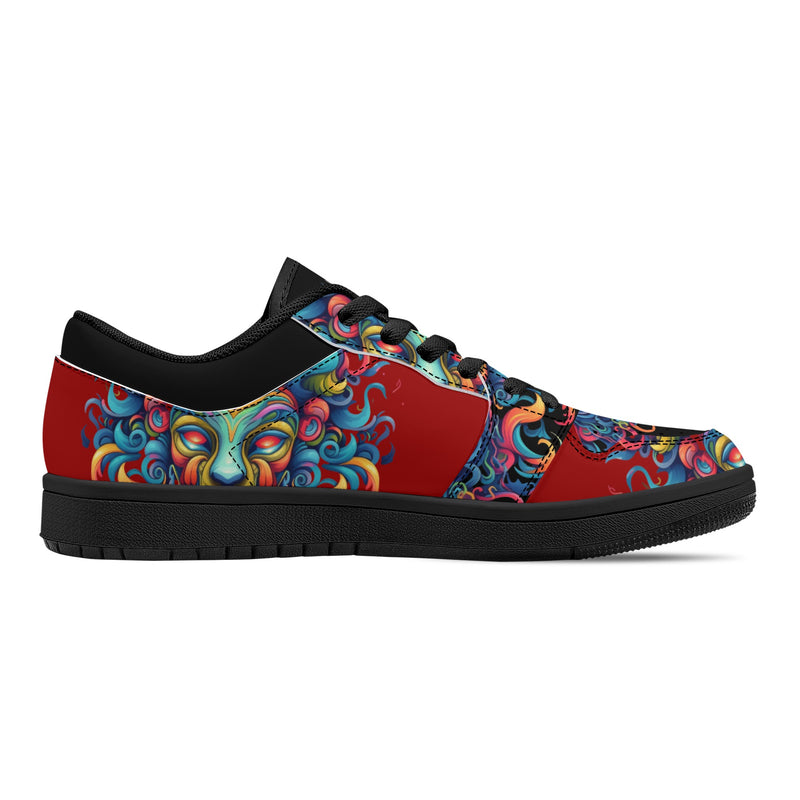 Stand Out with Burkesgarb Polychromatic Mens Low Top Leather Sneakers - Bold and Stylish