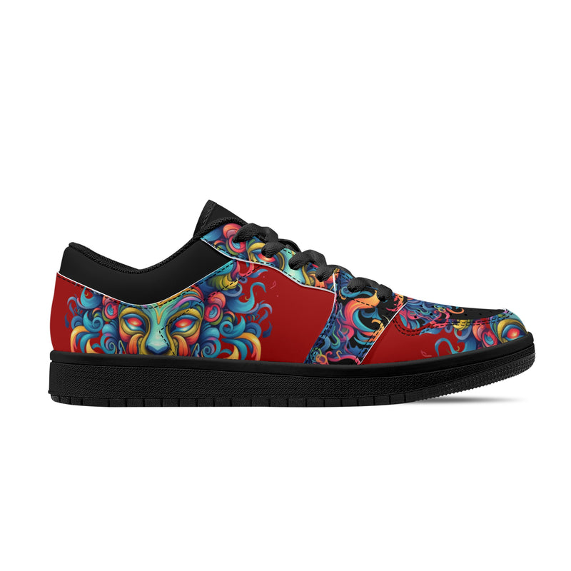 Stand Out with Burkesgarb Polychromatic Mens Low Top Leather Sneakers - Bold and Stylish