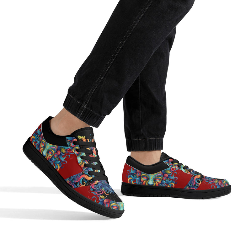 Stand Out with Burkesgarb Polychromatic Mens Low Top Leather Sneakers - Bold and Stylish