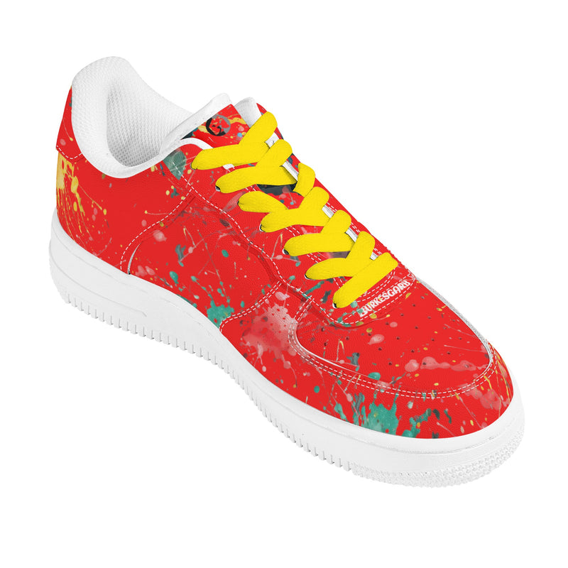 Burkesgarb Red n Yellow Walking Canvas Mens Low Top Leather Shoes - Comfort Meets Style