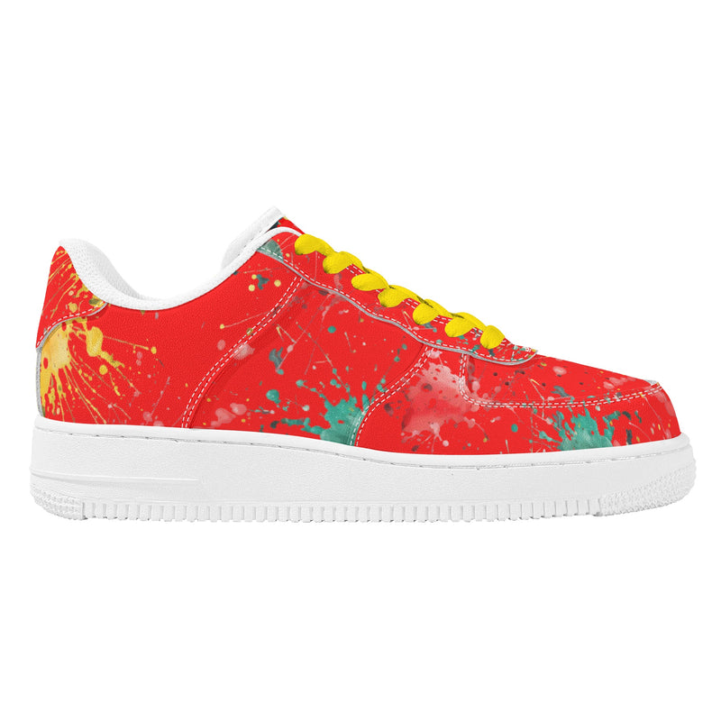 Burkesgarb Red n Yellow Walking Canvas Mens Low Top Leather Shoes - Comfort Meets Style