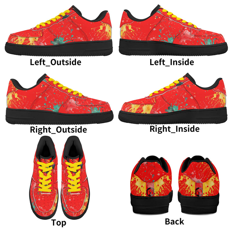 Burkesgarb Red n Yellow Walking Canvas Mens Low Top Leather Shoes - Comfort Meets Style