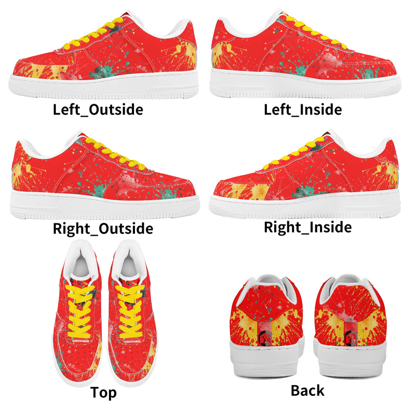 Burkesgarb Red n Yellow Walking Canvas Mens Low Top Leather Shoes - Comfort Meets Style