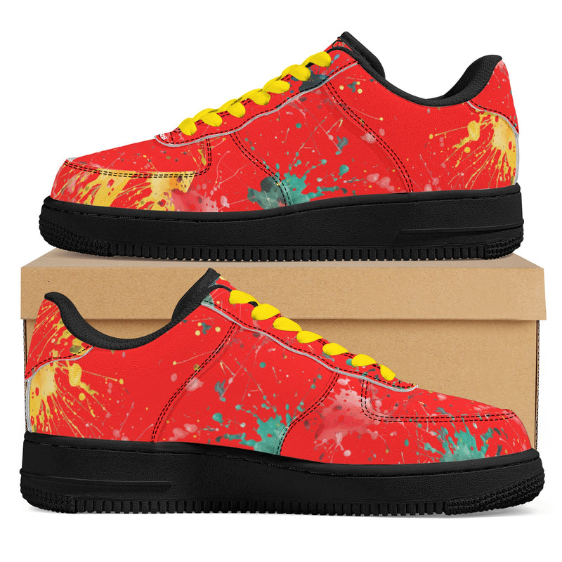 Burkesgarb Red n Yellow Walking Canvas Mens Low Top Leather Shoes - Comfort Meets Style