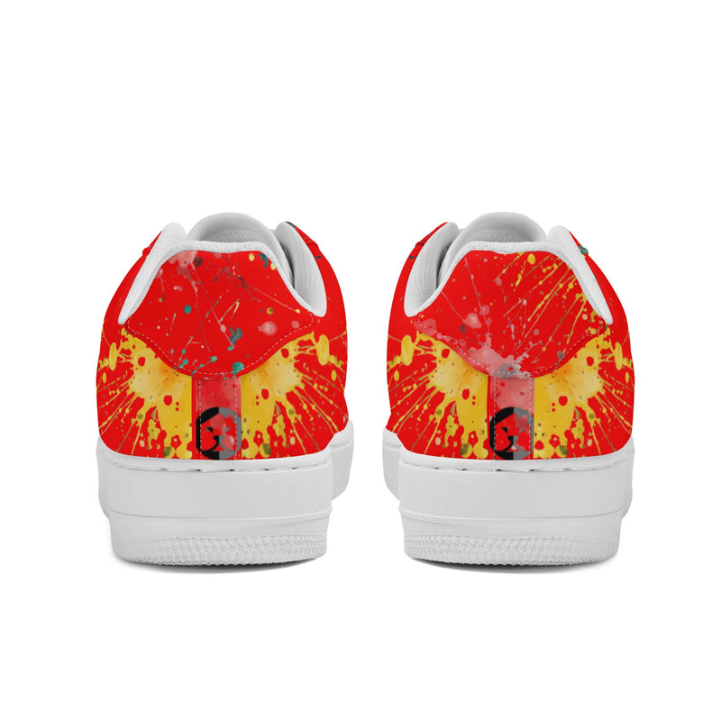 Burkesgarb Red n Yellow Walking Canvas Mens Low Top Leather Shoes - Comfort Meets Style