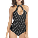 BurkesGarb Womens One Piece Swimsuit Sexy Halter Cut Out Tie Backless Swimwear