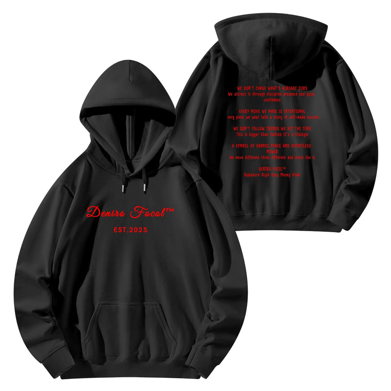 Deniro Focil™ Unisex Hoodie Front & Back Print est. 2025 Streetwear