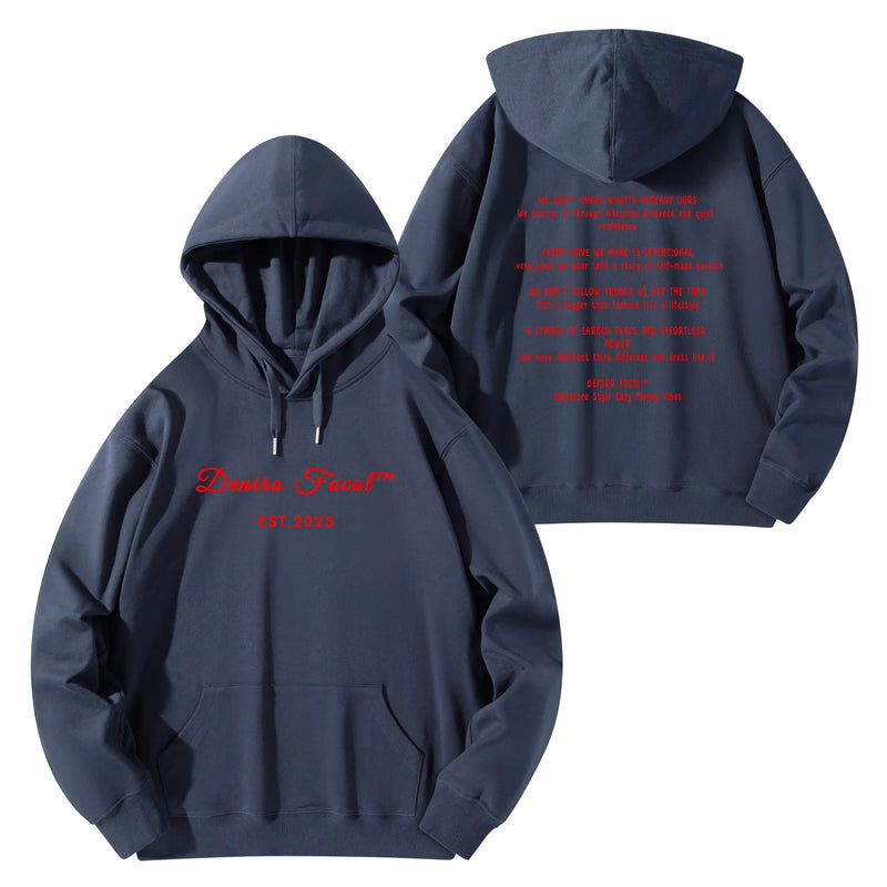 Deniro Focil™ Unisex Hoodie Front & Back Print est. 2025 Streetwear