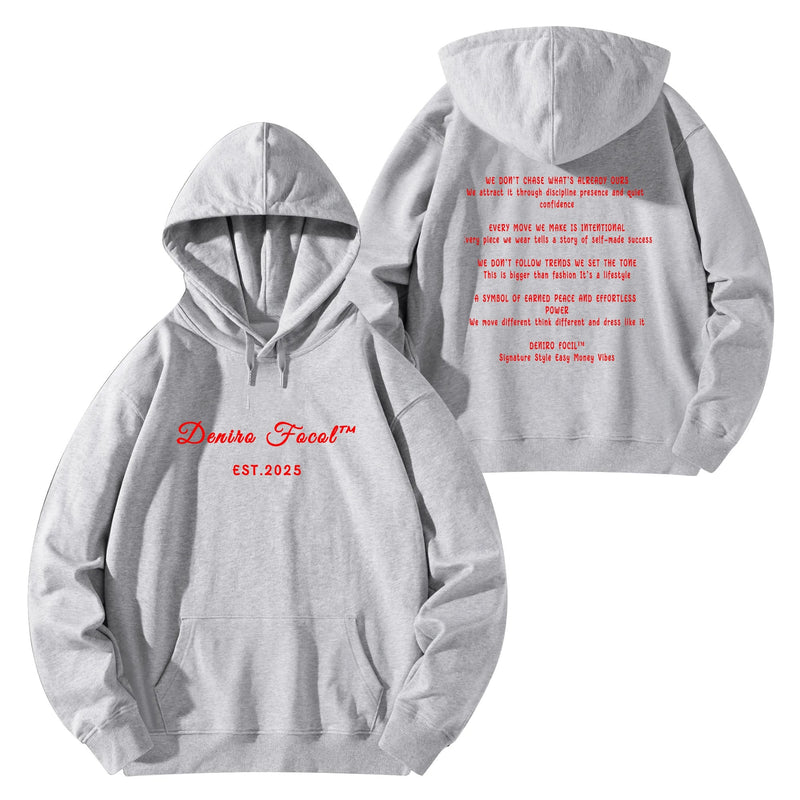 Deniro Focil™ Unisex Hoodie Front & Back Print est. 2025 Streetwear