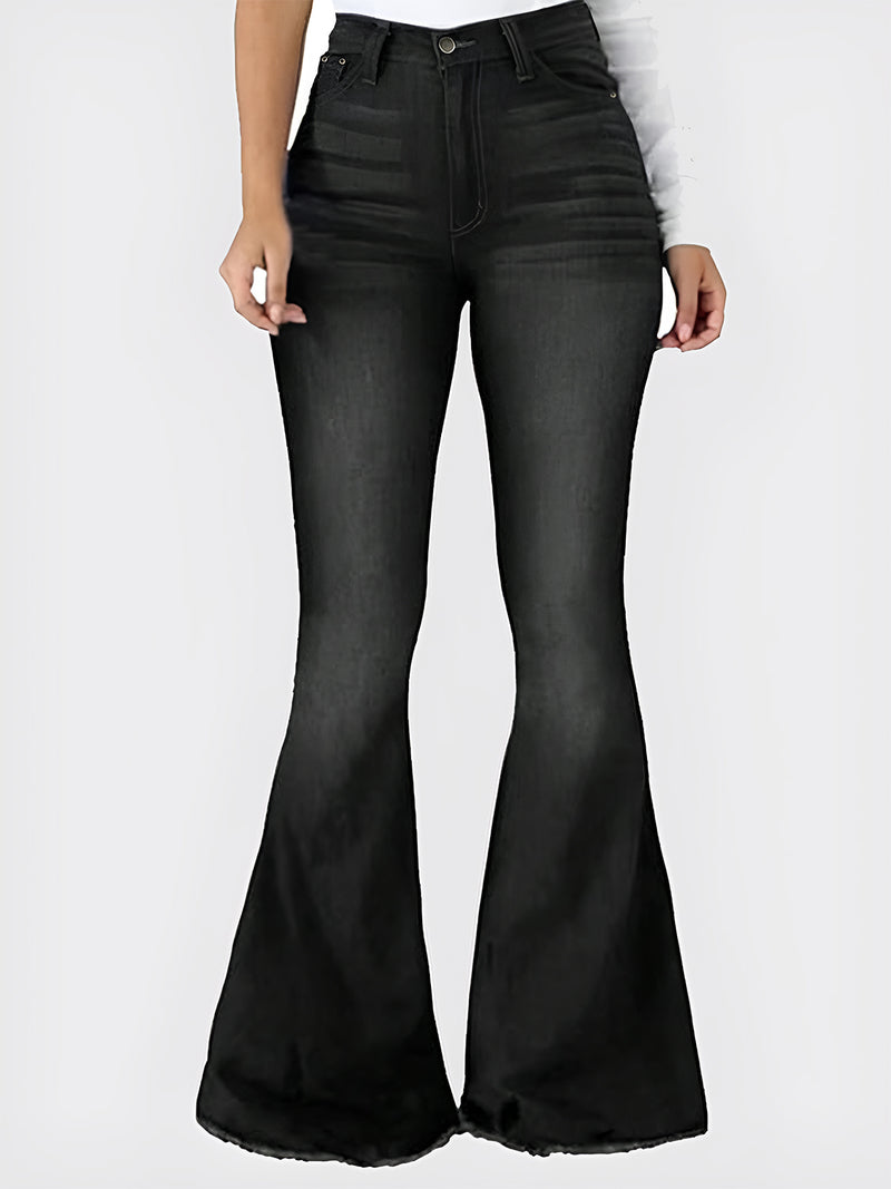 Raw Hem Flare Jeans with Pockets - Chic & Versatile | Burkesgarb