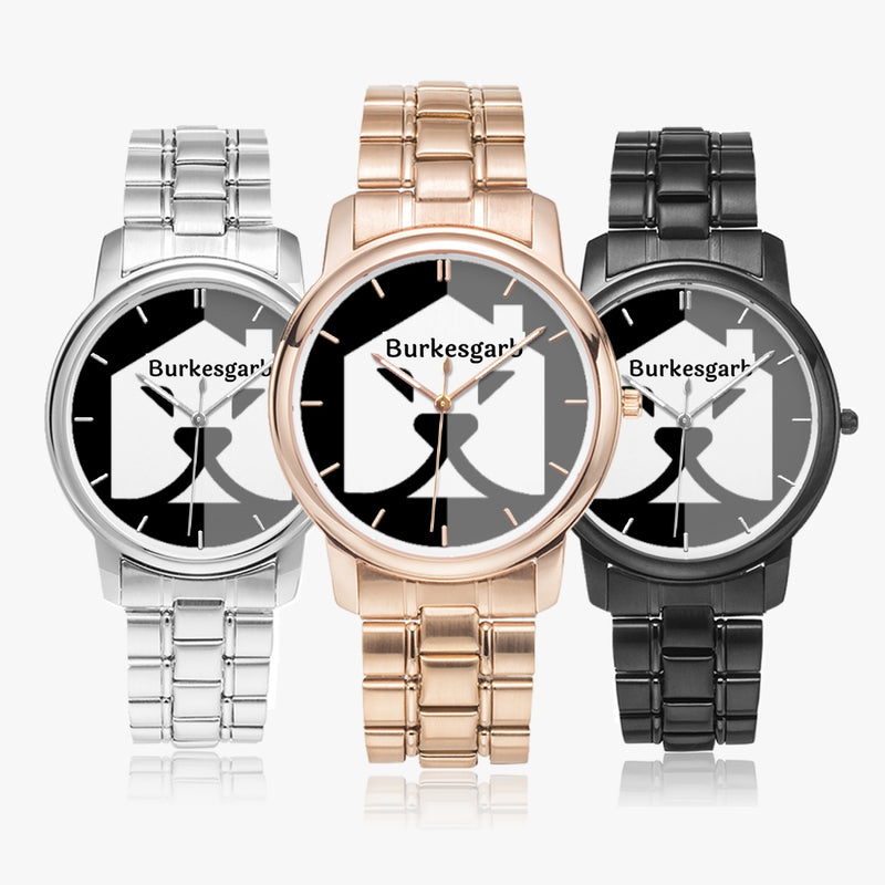"Stay Timelessly Elegant with Burkesgarb's Folding Clasp Type Stainless Steel Quartz Watch (With Indicators)"