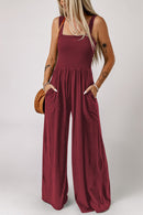 Effortlessly Chic: Square Neck Wide Leg Jumpsuit with Pockets
