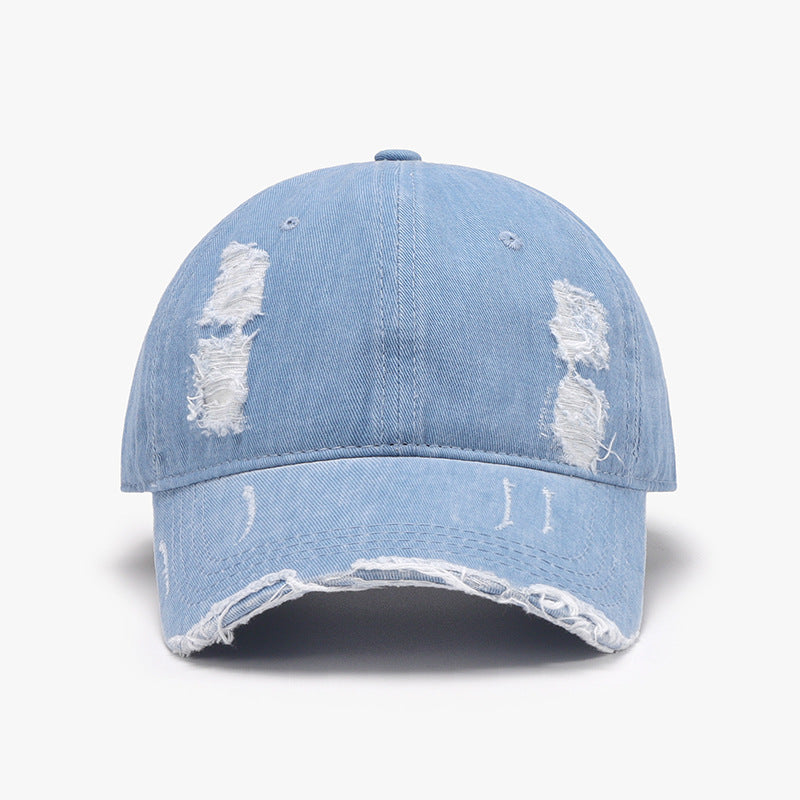 Distressed Adjustable Cotton Baseball Cap at BurkesGarb | One-Piece Design