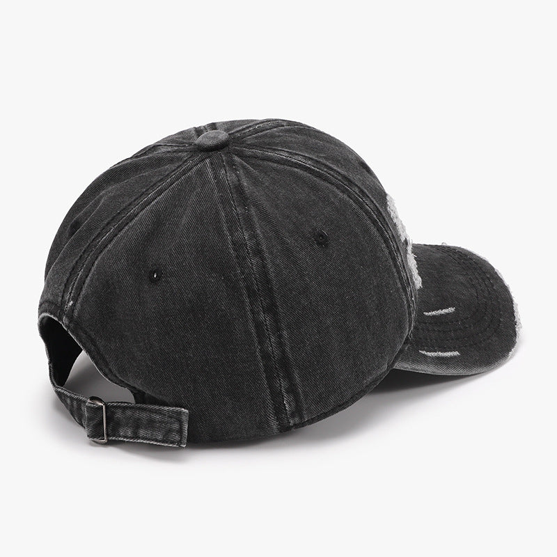 Distressed Adjustable Cotton Baseball Cap at BurkesGarb | One-Piece Design