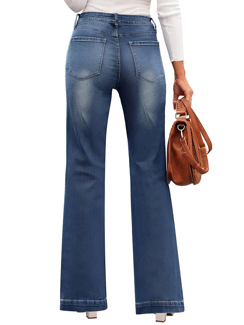 High Waist Bootcut Jeans with Pockets - Stylish & Comfortable | Burkesgarb