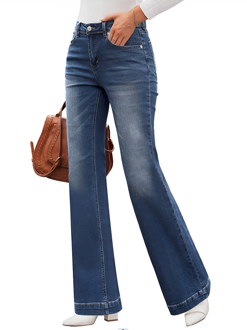 High Waist Bootcut Jeans with Pockets - Stylish & Comfortable | Burkesgarb