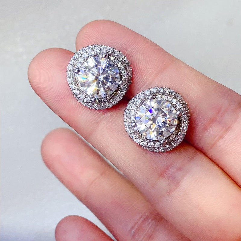 6 Carat Moissanite 925 Sterling Silver Earrings at BurkesGarb | 1-Pair