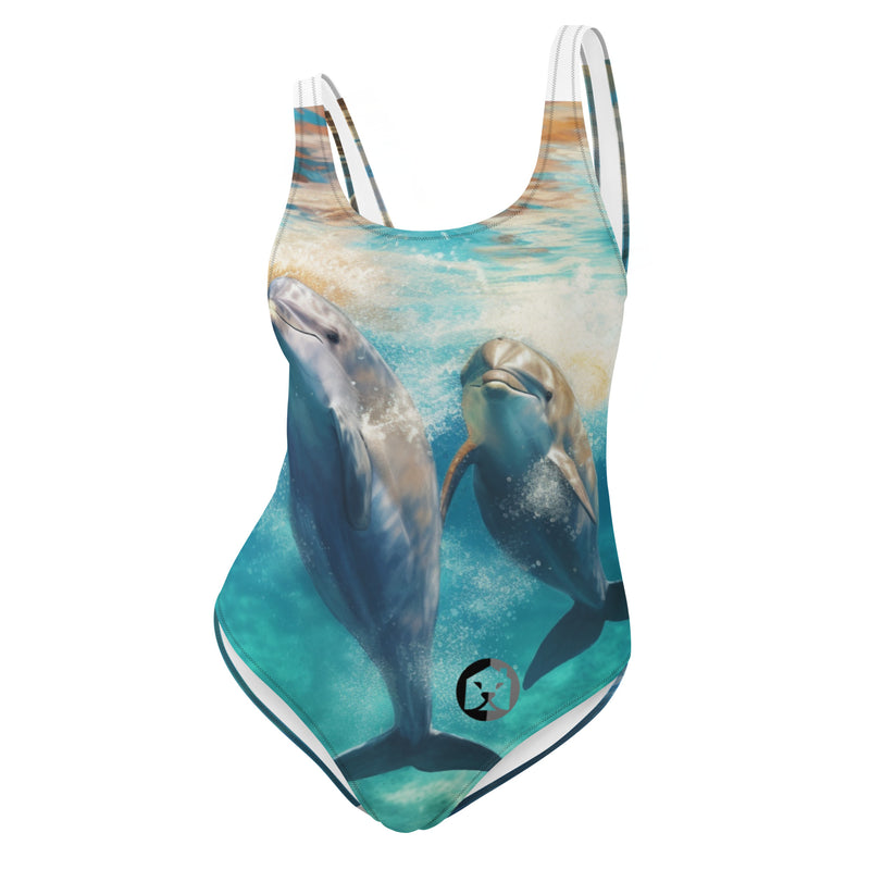 "Dive into Style with Burkesgarb Women's 'Dolphin Vibes' One-Piece Swimsuit"