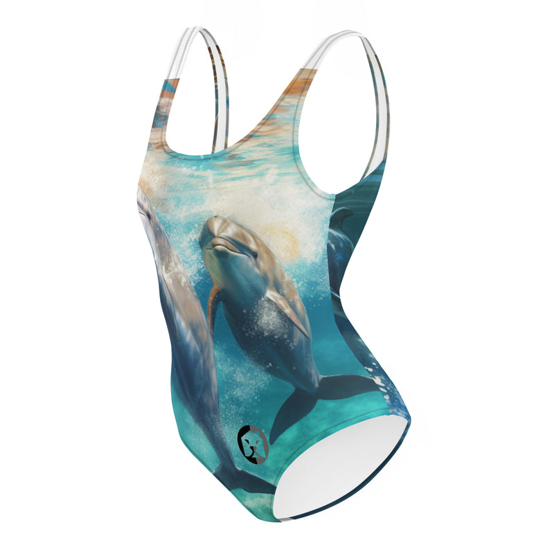 "Dive into Style with Burkesgarb Women's 'Dolphin Vibes' One-Piece Swimsuit"