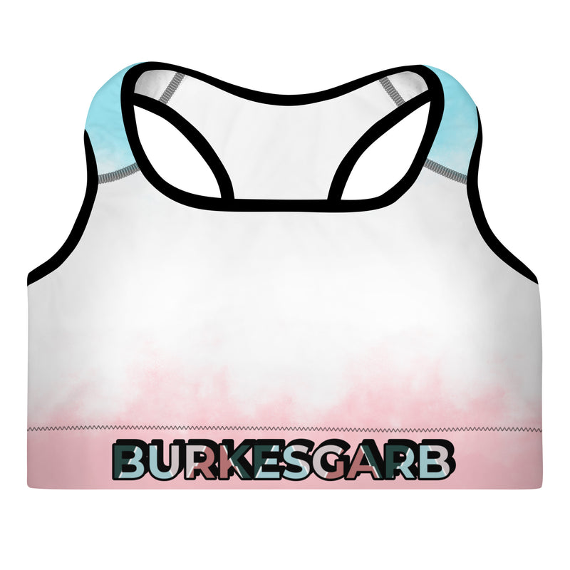 "Elevate Your Workout Style with Burkesgarb's Cotton Candy Padded Sports Bra - Comfort and Support with a Sweet Twist!"