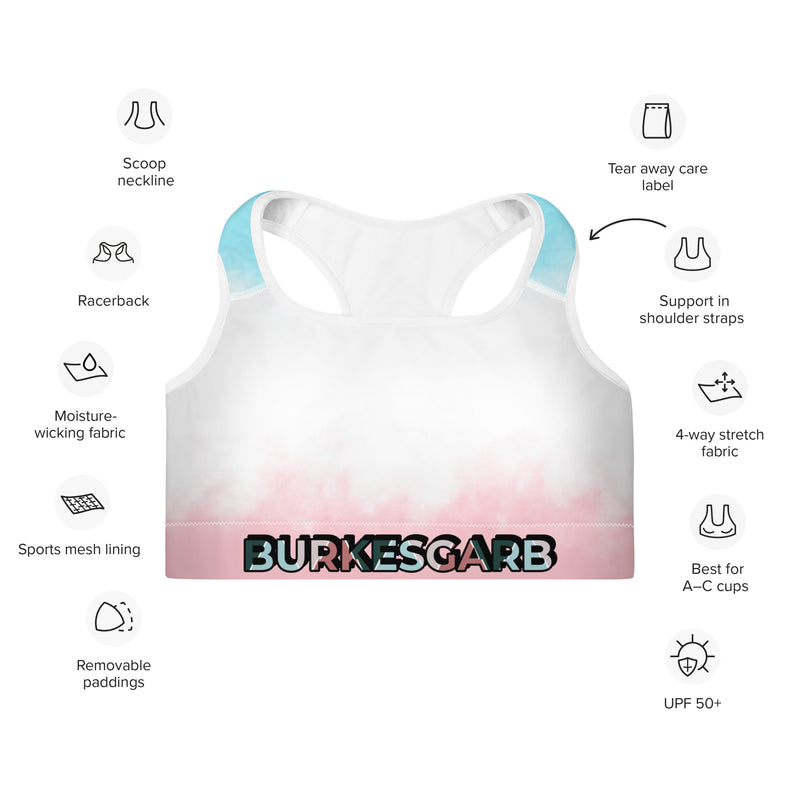 "Elevate Your Workout Style with Burkesgarb's Cotton Candy Padded Sports Bra - Comfort and Support with a Sweet Twist!"