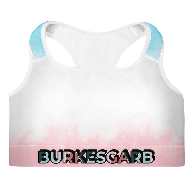 "Elevate Your Workout Style with Burkesgarb's Cotton Candy Padded Sports Bra - Comfort and Support with a Sweet Twist!"