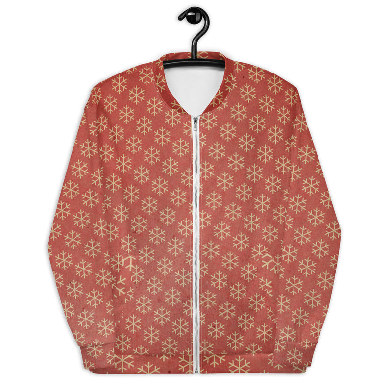 "Stay Warm in Style with Burkesgarb Luxury Snow Flakes Unisex Bomber Jacket"