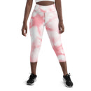 "Embrace Serenity with Burkesgarb Pink Clouded Yoga Capri Leggings - Elevate Your Yoga Practice in Style!"