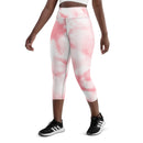 "Embrace Serenity with Burkesgarb Pink Clouded Yoga Capri Leggings - Elevate Your Yoga Practice in Style!"