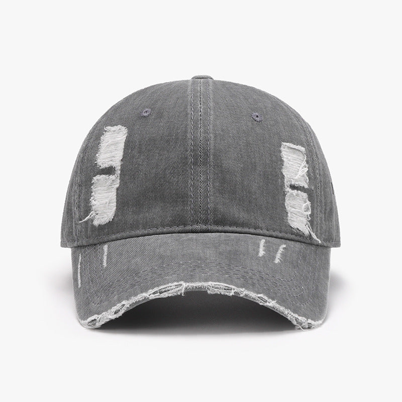 Distressed Adjustable Cotton Baseball Cap at BurkesGarb | One-Piece Design