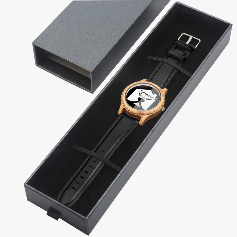 "Experience Time in Style with the Burkesgarb Italian Olive Lumber Wooden Watch - Leather Strap"