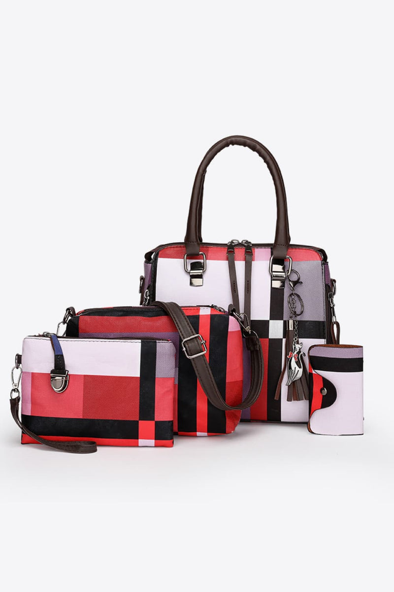 Elevate Your Style with the 4-Piece Color Block Leather Bag Set at Burkesgarb