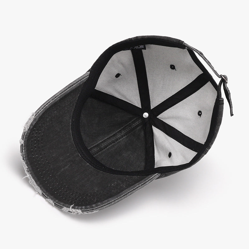 Distressed Adjustable Cotton Baseball Cap at BurkesGarb | One-Piece Design