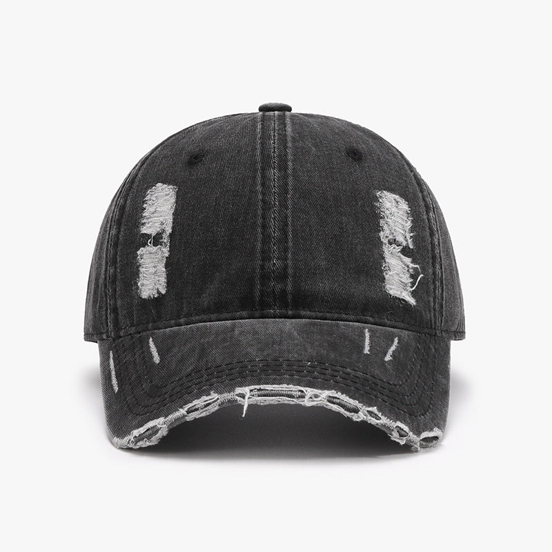 Distressed Adjustable Cotton Baseball Cap at BurkesGarb | One-Piece Design