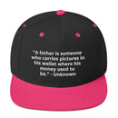 "Embrace Fatherhood with the Burkesgarb 'A Father is Someone Who Carries Pictures in His Wallet Where His Money Used to Be' Classic Snapback"