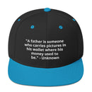 "Embrace Fatherhood with the Burkesgarb 'A Father is Someone Who Carries Pictures in His Wallet Where His Money Used to Be' Classic Snapback"