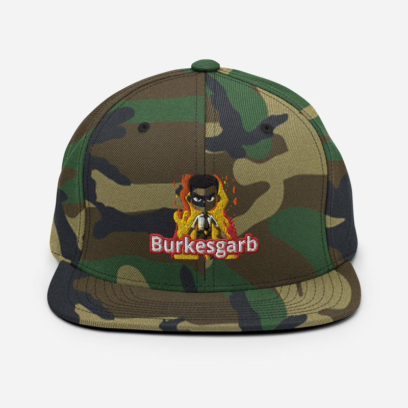 "Make a Bold Statement with Burkesgarb 'Thru the Fire' Snapback Hat - Ignite Your Style!"