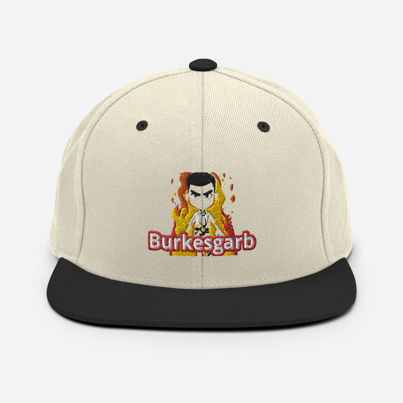 "Make a Bold Statement with Burkesgarb 'Thru the Fire' Snapback Hat - Ignite Your Style!"