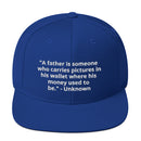 "Embrace Fatherhood with the Burkesgarb 'A Father is Someone Who Carries Pictures in His Wallet Where His Money Used to Be' Classic Snapback"