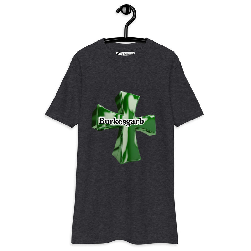 "Make a Bold Statement with Burkesgarb Green Cross Men's Premium Heavyweight Tee - Unmatched Comfort and Eye-Catching Style!"